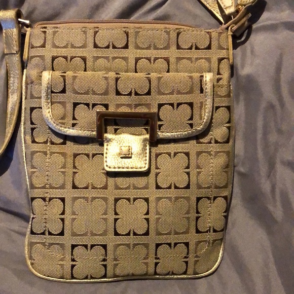 A Liz Claiborne cross body shoulder bag. In gold, beige and brown tones - Picture 2 of 10